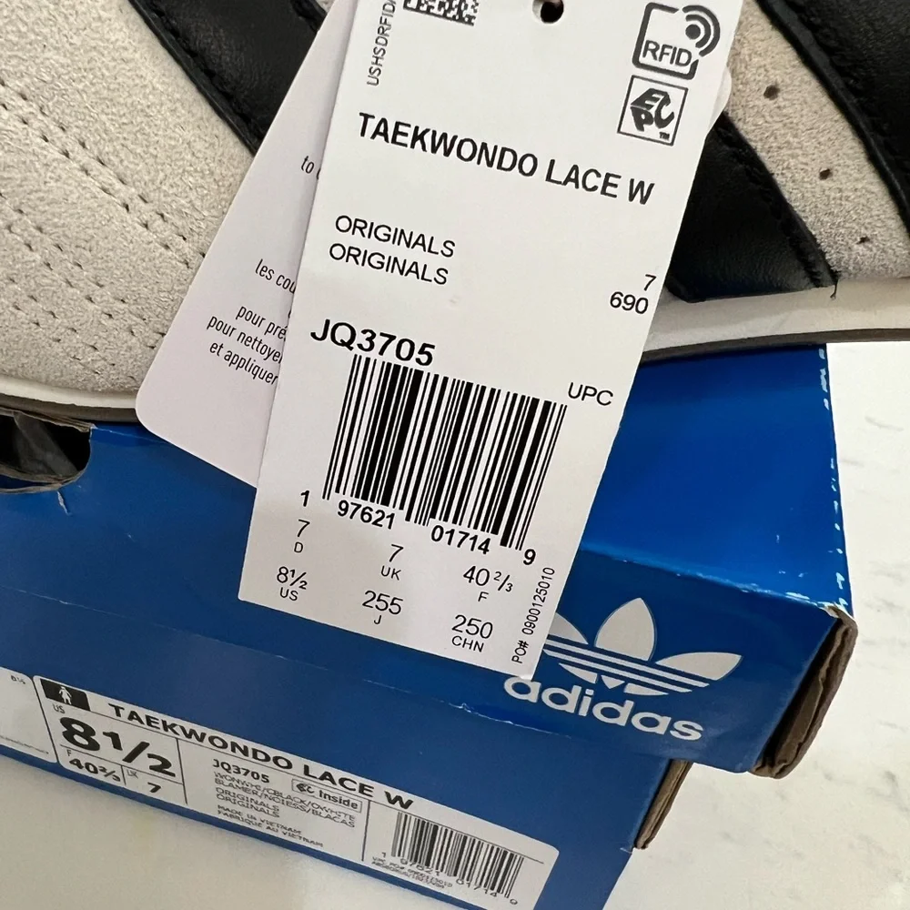 adidas Women's Black Sneakers with White Stripes - Picture 11 of 13